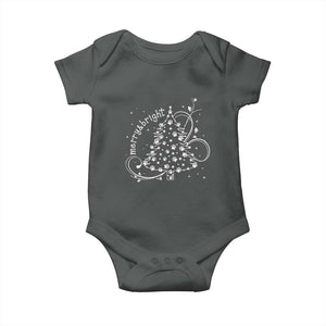 Christmas Dog Baby Onesie Merry & Bright Cute Xmas Tree with Paws Gift for Dog Lover TS10 Dark Heather Print Your Wear