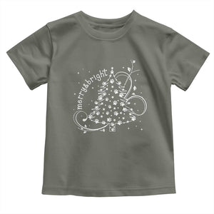 Christmas Dog Baby Shirt Merry & Bright Cute Xmas Tree with Paws Gift for Dog Lover TS10 Military Green Print Your Wear