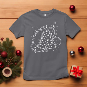 Christmas Dog T Shirt Merry & Bright Cute Xmas Tree with Paws Gift for Dog Lover TS10 Charcoal Print Your Wear