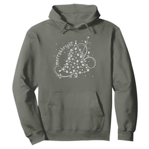 Christmas Dog Hoodie Merry & Bright Cute Xmas Tree with Paws Gift for Dog Lover TS10 Military Green Print Your Wear