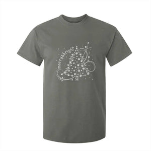 Christmas Dog T Shirt For Kid Merry & Bright Cute Xmas Tree with Paws Gift for Dog Lover TS10 Military Green Print Your Wear