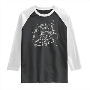 Christmas Dog Raglan Shirt Merry & Bright Cute Xmas Tree with Paws Gift for Dog Lover TS10 Black White Print Your Wear