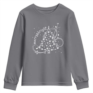 Christmas Dog Youth Sweatshirt Merry & Bright Cute Xmas Tree with Paws Gift for Dog Lover TS10 Charcoal Print Your Wear