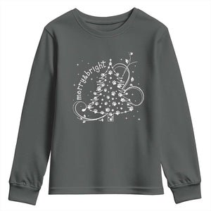 Christmas Dog Youth Sweatshirt Merry & Bright Cute Xmas Tree with Paws Gift for Dog Lover TS10 Dark Heather Print Your Wear