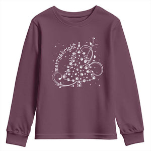Christmas Dog Youth Sweatshirt Merry & Bright Cute Xmas Tree with Paws Gift for Dog Lover TS10 Maroon Print Your Wear