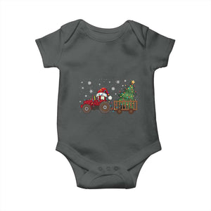 Tractor Christmas Baby Onesie Tree Lights Farmer Xmas Gift for Tractor Drivers TS10 Dark Heather Print Your Wear