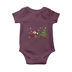Tractor Christmas Baby Onesie Tree Lights Farmer Xmas Gift for Tractor Drivers TS10 Maroon Print Your Wear