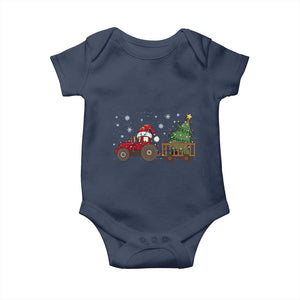 Tractor Christmas Baby Onesie Tree Lights Farmer Xmas Gift for Tractor Drivers TS10 Navy Print Your Wear