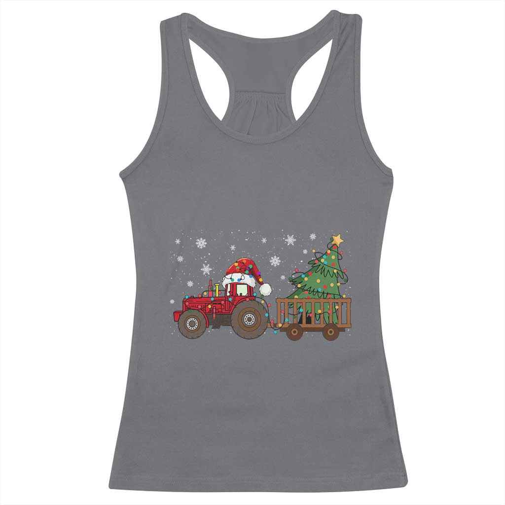 Tractor Christmas Racerback Tank Top Tree Lights Farmer Xmas Gift for Tractor Drivers TS10 Charcoal Print Your Wear