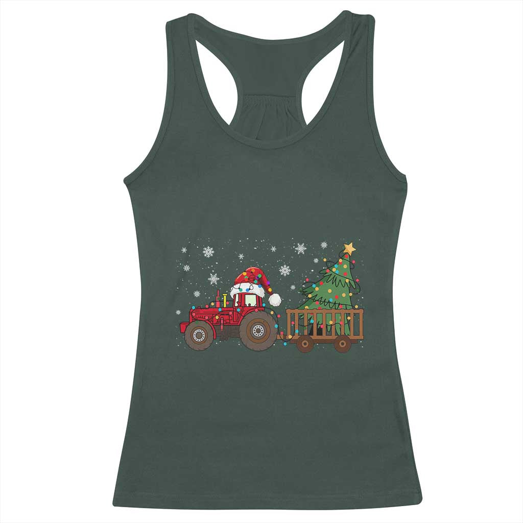 Tractor Christmas Racerback Tank Top Tree Lights Farmer Xmas Gift for Tractor Drivers TS10 Dark Forest Green Print Your Wear