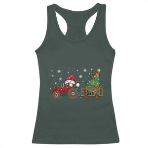 Tractor Christmas Racerback Tank Top Tree Lights Farmer Xmas Gift for Tractor Drivers TS10 Dark Forest Green Print Your Wear