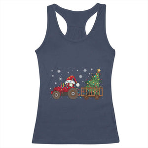 Tractor Christmas Racerback Tank Top Tree Lights Farmer Xmas Gift for Tractor Drivers TS10 Navy Print Your Wear