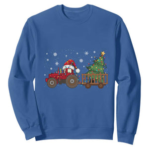 Tractor Christmas Sweatshirt Tree Lights Farmer Xmas Gift for Tractor Drivers TS10 Royal Blue Print Your Wear