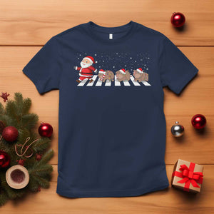 Christmas Moo Deng T Shirt Santa Baby Pygmy Hippo Trendy Xmas TS10 Navy Print Your Wear