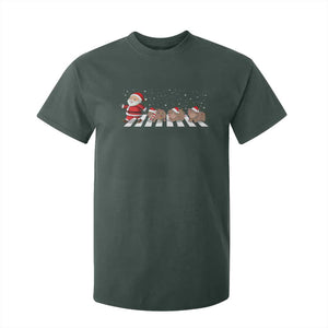 Christmas Moo Deng T Shirt For Kid Santa Baby Pygmy Hippo Trendy Xmas TS10 Dark Forest Green Print Your Wear