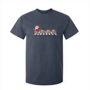 Christmas Moo Deng T Shirt For Kid Santa Baby Pygmy Hippo Trendy Xmas TS10 Navy Print Your Wear