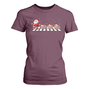 Christmas Moo Deng T Shirt For Women Santa Baby Pygmy Hippo Trendy Xmas TS10 Maroon Print Your Wear