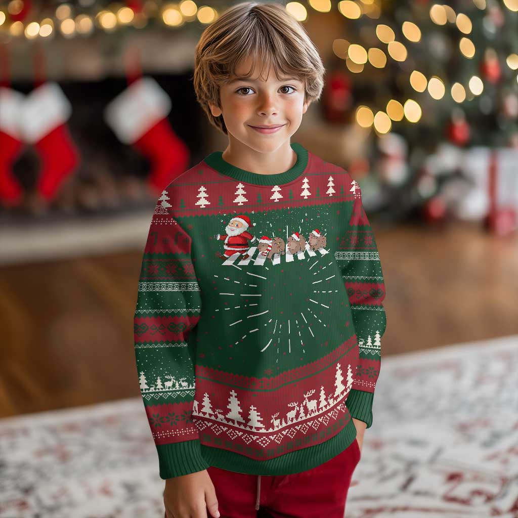 Moo Deng Ugly Christmas Sweater Santa Baby Pygmy Hippo Trendy Xmas PrintYourWear Print Your Wear