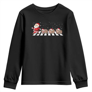 Christmas Moo Deng Youth Sweatshirt Santa Baby Pygmy Hippo Trendy Xmas TS10 Black Print Your Wear