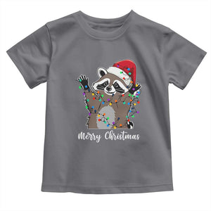 Merry Christmas Raccoon Baby Shirt Happy Holidays Gift Animal Xmas Lights Red Santa Hat TS10 Charcoal Print Your Wear