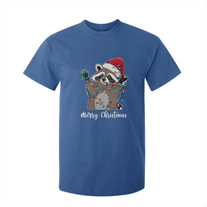 Merry Christmas Raccoon T Shirt For Kid Happy Holidays Gift Animal Xmas Lights Red Santa Hat TS10 Royal Blue Print Your Wear