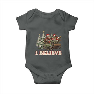 Christmas Santa Baby Onesie Riding Dinosaur T rex Boys Men Girls Believe Xmas Squad TS10 Dark Heather Print Your Wear