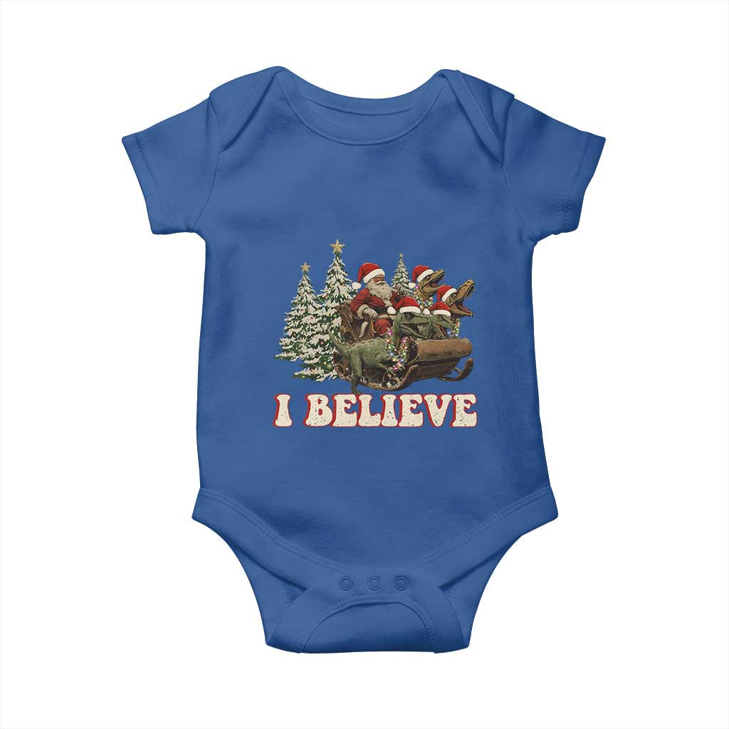 Christmas Santa Baby Onesie Riding Dinosaur T rex Boys Men Girls Believe Xmas Squad TS10 Royal Blue Print Your Wear