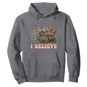 Christmas Santa Hoodie Riding Dinosaur T rex Boys Men Girls Believe Xmas Squad TS10 Charcoal Print Your Wear