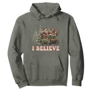 Christmas Santa Hoodie Riding Dinosaur T rex Boys Men Girls Believe Xmas Squad TS10 Military Green Print Your Wear