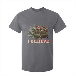 Christmas Santa T Shirt For Kid Riding Dinosaur T rex Boys Men Girls Believe Xmas Squad TS10 Charcoal Print Your Wear