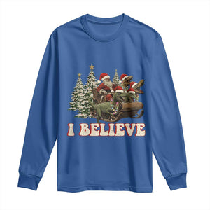Christmas Santa Long Sleeve Shirt Riding Dinosaur T rex Boys Men Girls Believe Xmas Squad TS10 Royal Blue Print Your Wear