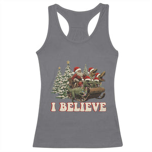 Christmas Santa Racerback Tank Top Riding Dinosaur T rex Boys Men Girls Believe Xmas Squad TS10 Charcoal Print Your Wear