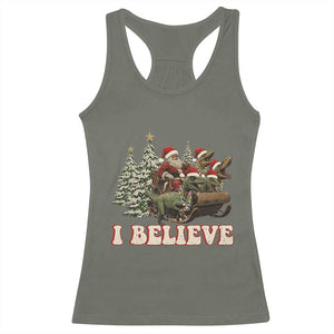 Christmas Santa Racerback Tank Top Riding Dinosaur T rex Boys Men Girls Believe Xmas Squad TS10 Military Green Print Your Wear