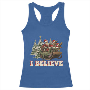 Christmas Santa Racerback Tank Top Riding Dinosaur T rex Boys Men Girls Believe Xmas Squad TS10 Royal Blue Print Your Wear