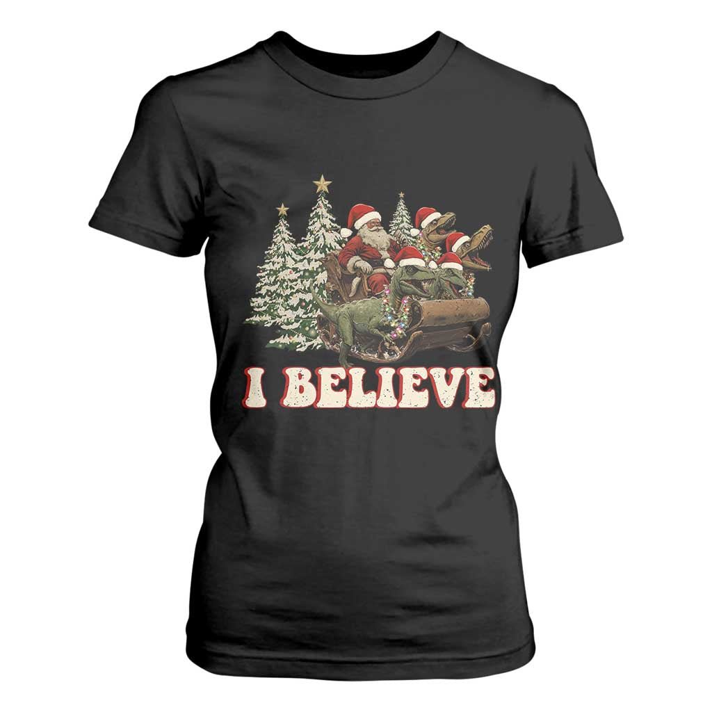 Christmas Santa T Shirt For Women Riding Dinosaur T rex Boys Men Girls Believe Xmas Squad TS10 Black Print Your Wear