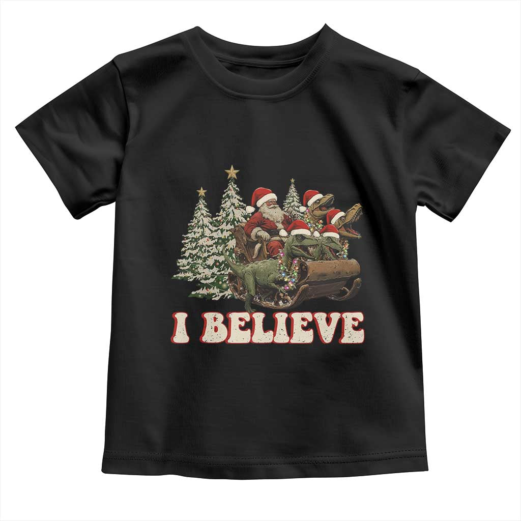 Christmas Santa Toddler T Shirt Riding Dinosaur T rex Boys Men Girls Believe Xmas Squad TS10 Black Print Your Wear