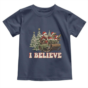 Christmas Santa Toddler T Shirt Riding Dinosaur T rex Boys Men Girls Believe Xmas Squad TS10 Navy Print Your Wear