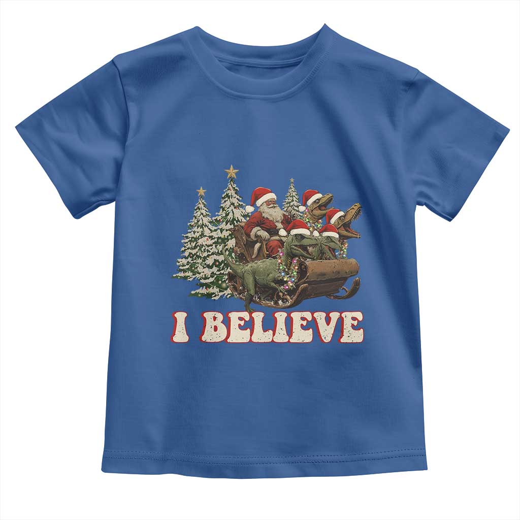 Christmas Santa Toddler T Shirt Riding Dinosaur T rex Boys Men Girls Believe Xmas Squad TS10 Royal Blue Print Your Wear