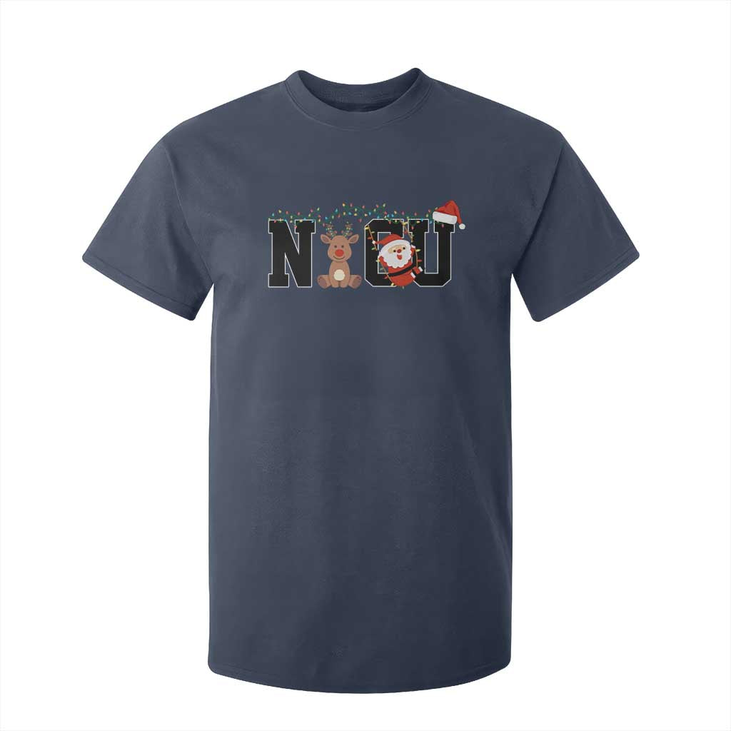 Christmas NICU Nurse T Shirt For Kid Cute Reindeer Student Xmas Gift TS10 Navy Print Your Wear