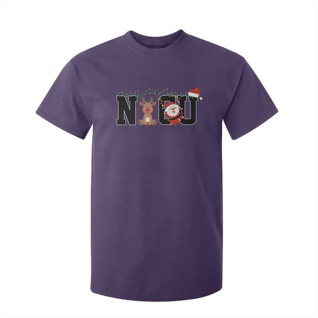 Christmas NICU Nurse T Shirt For Kid Cute Reindeer Student Xmas Gift TS10 Purple Print Your Wear