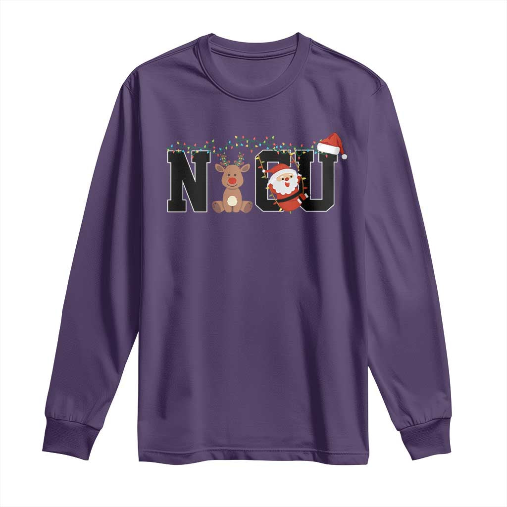Christmas NICU Nurse Long Sleeve Shirt Cute Reindeer Student Xmas Gift TS10 Purple Print Your Wear