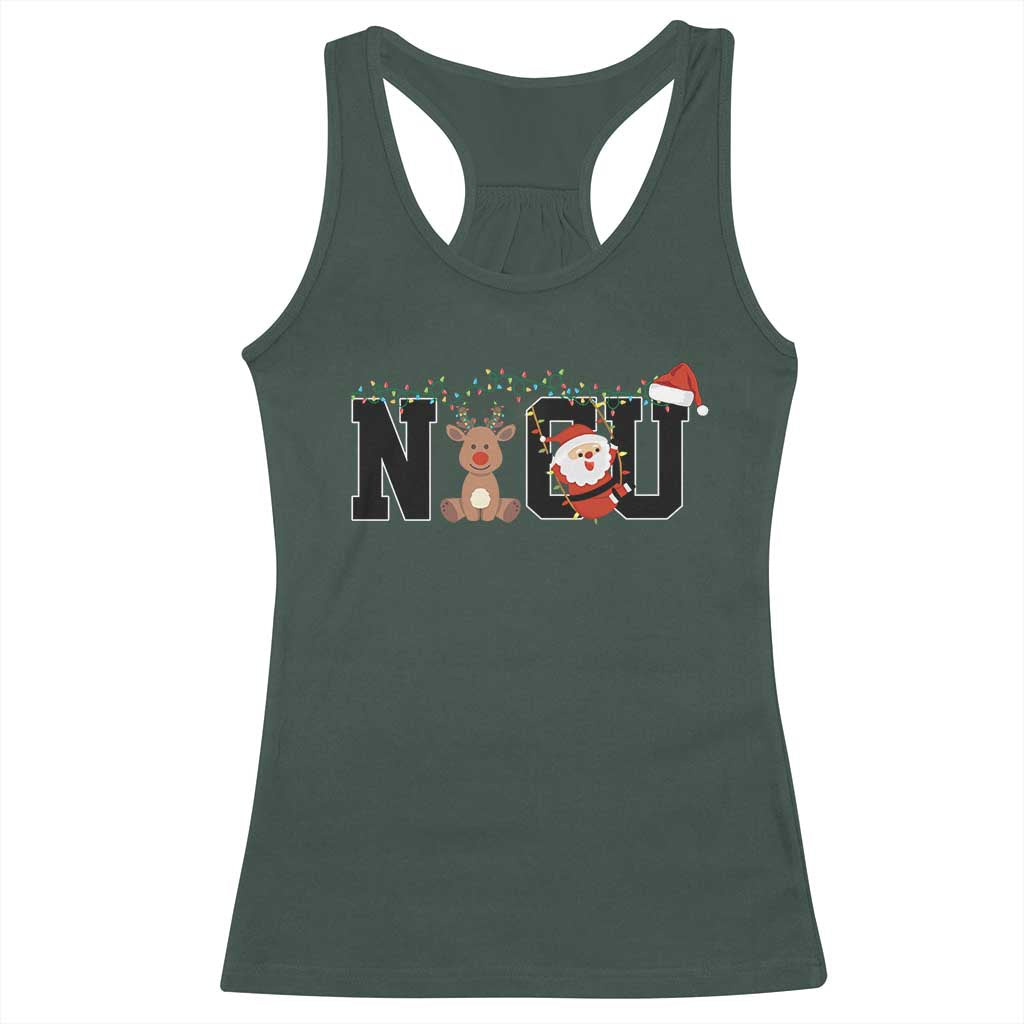 Christmas NICU Nurse Racerback Tank Top Cute Reindeer Student Xmas Gift TS10 Dark Forest Green Print Your Wear