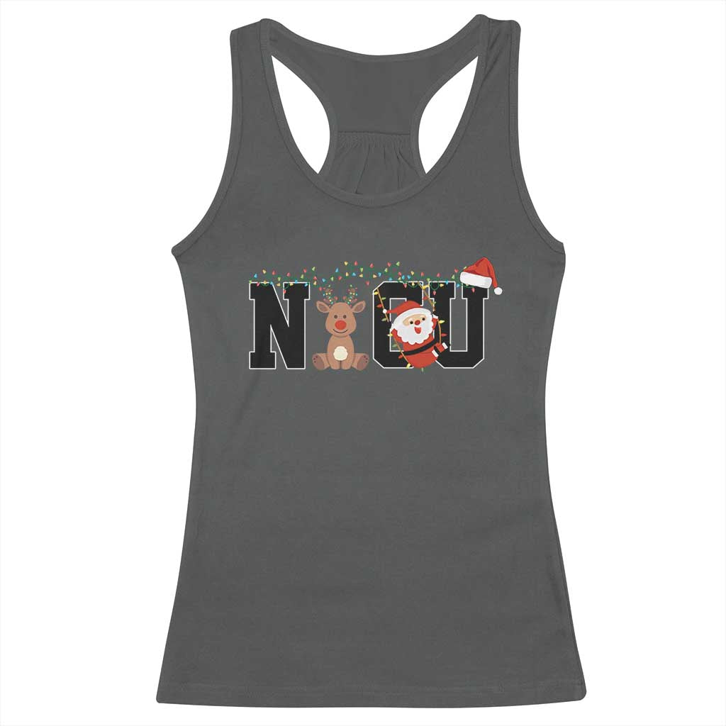 Christmas NICU Nurse Racerback Tank Top Cute Reindeer Student Xmas Gift TS10 Dark Heather Print Your Wear