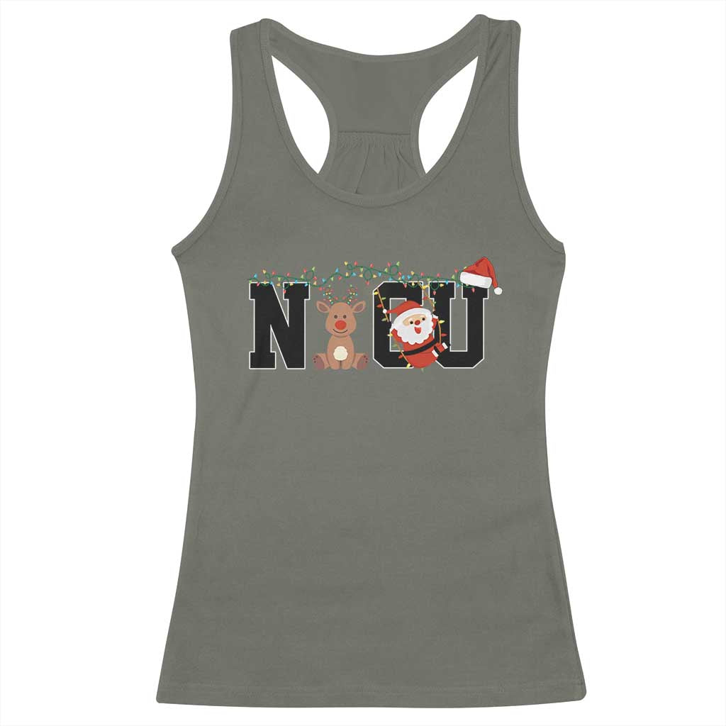 Christmas NICU Nurse Racerback Tank Top Cute Reindeer Student Xmas Gift TS10 Military Green Print Your Wear