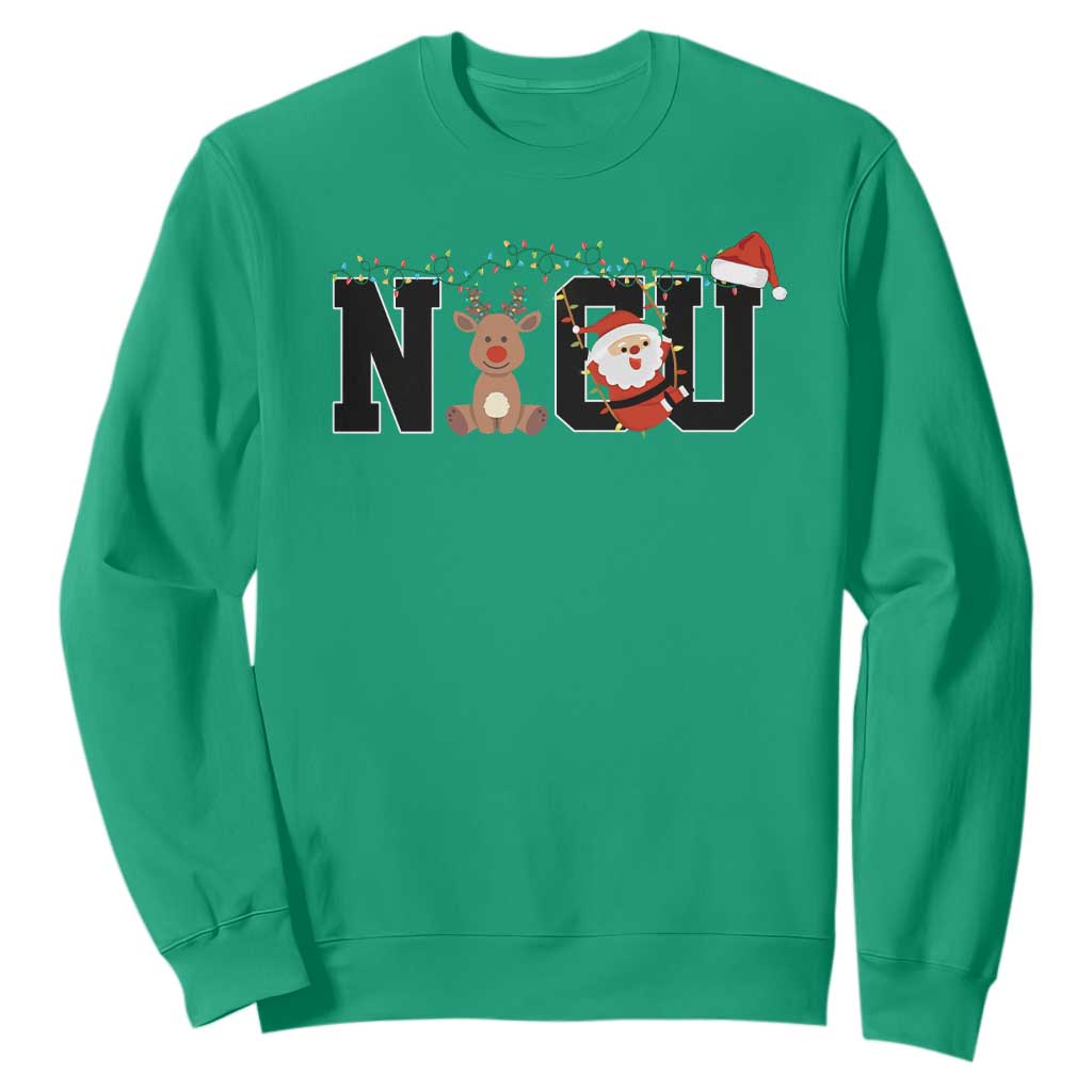Christmas NICU Nurse Sweatshirt Cute Reindeer Student Xmas Gift TS10 Irish Green Print Your Wear