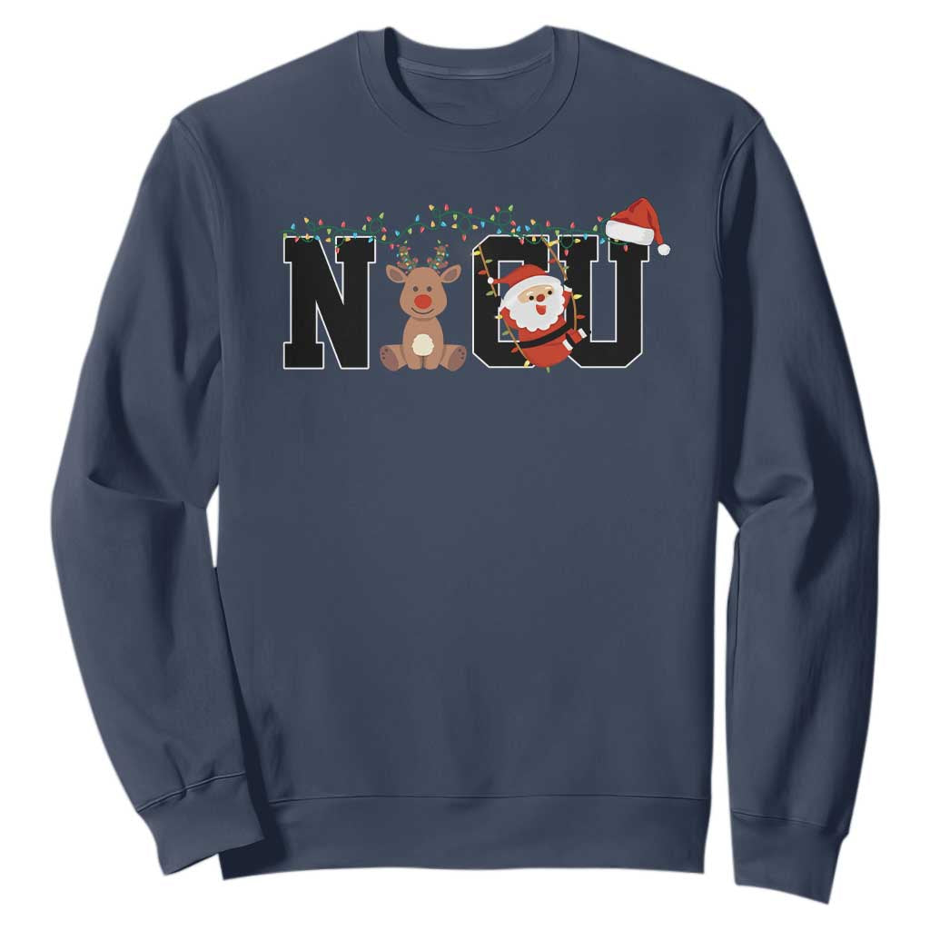 Christmas NICU Nurse Sweatshirt Cute Reindeer Student Xmas Gift TS10 Navy Print Your Wear
