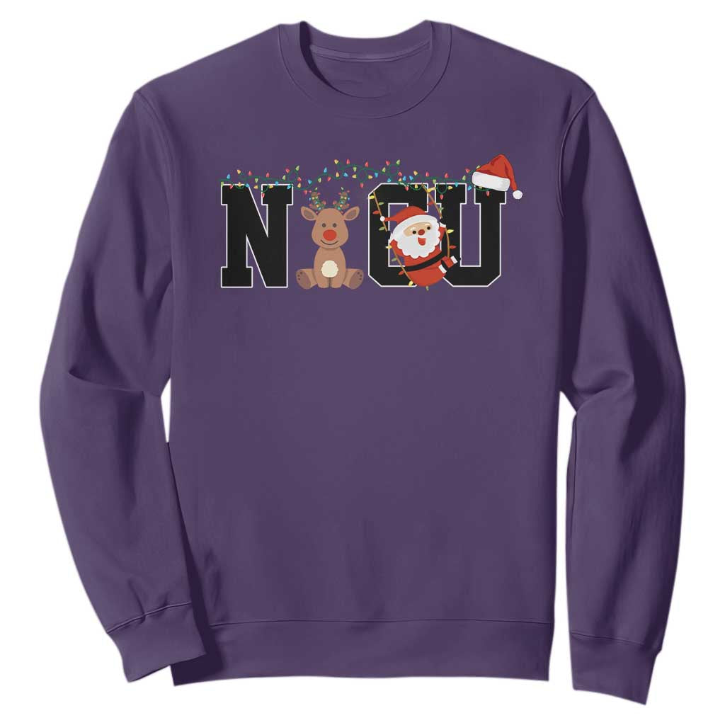 Christmas NICU Nurse Sweatshirt Cute Reindeer Student Xmas Gift TS10 Purple Print Your Wear