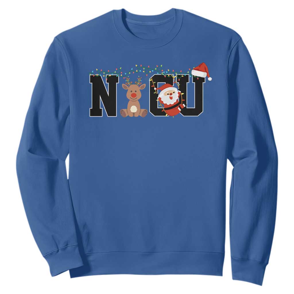 Christmas NICU Nurse Sweatshirt Cute Reindeer Student Xmas Gift TS10 Royal Blue Print Your Wear