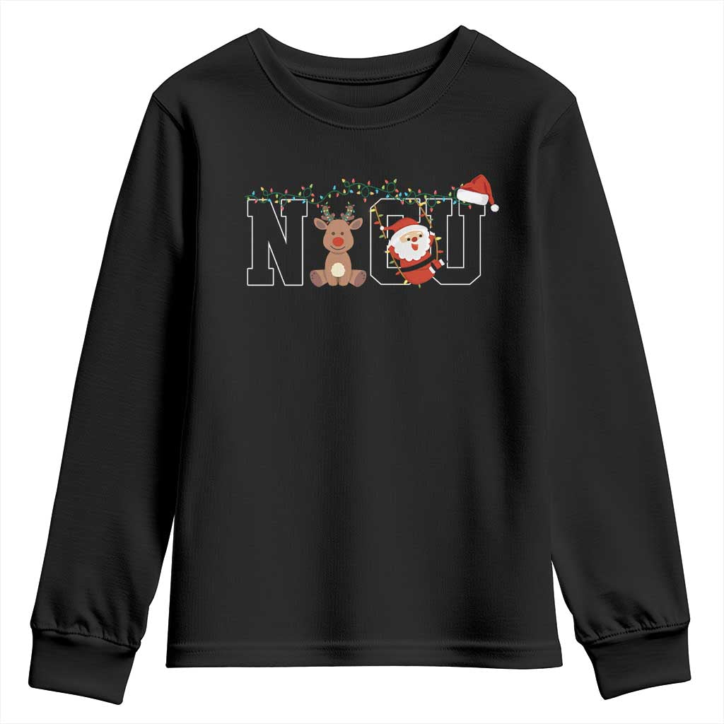 Christmas NICU Nurse Youth Sweatshirt Cute Reindeer Student Xmas Gift TS10 Black Print Your Wear