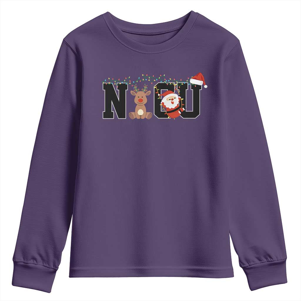 Christmas NICU Nurse Youth Sweatshirt Cute Reindeer Student Xmas Gift TS10 Purple Print Your Wear